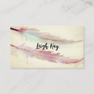 Watercolor feather gray blue smokey Business Card