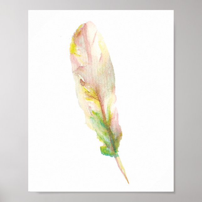 Watercolor feather painting by ©Lorena Depante Poster (Front)