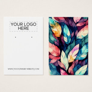 Watercolor Feather Pattern Earring Display Card