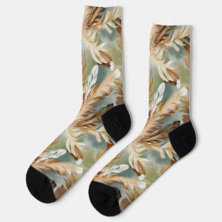 Watercolor Feather Pattern Socks