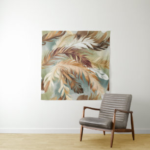 Watercolor Feather Pattern Tapestry