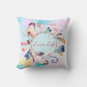 Watercolor Feather Pillow