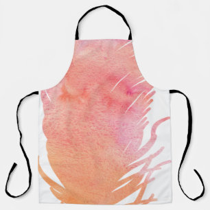 Watercolor feather pink bird boho apron