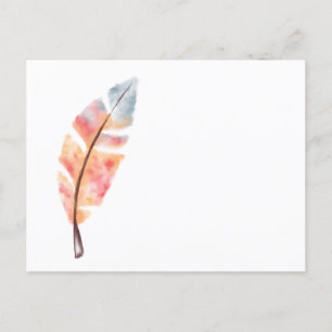 Watercolor Feather  Postcard