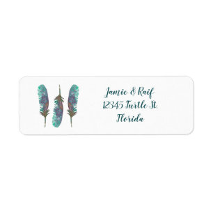 Watercolor Feather Return Address Labels