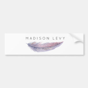 Watercolor Feather Simple Chic Custom Bumper Sticker