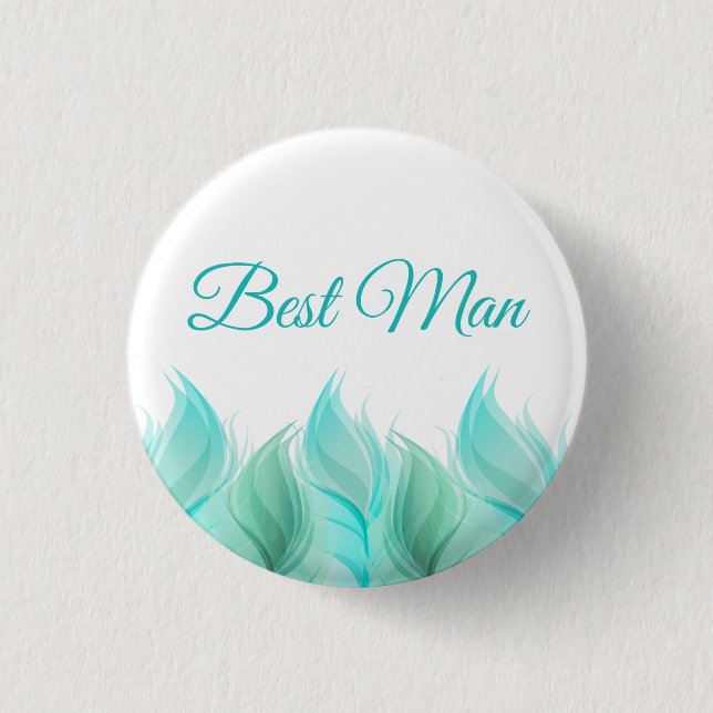 Watercolor Feathers Best Man 3 Cm Round Badge (Front)