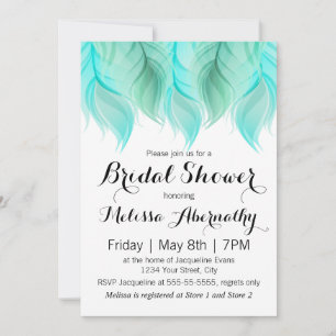 Watercolor Feathers Bridal Shower Invitation