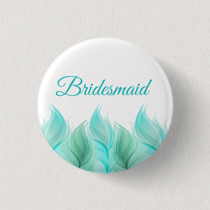 Watercolor Feathers Bridesmaid 3 Cm Round Badge