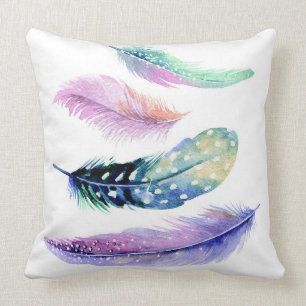 Watercolor Feathers Cushion