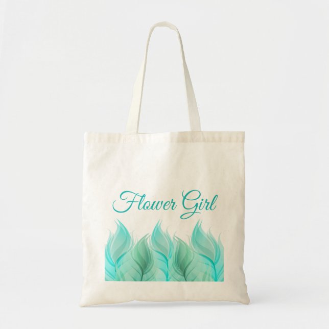 Watercolor Feathers Flower Girl Wedding Tote Bag (Front)