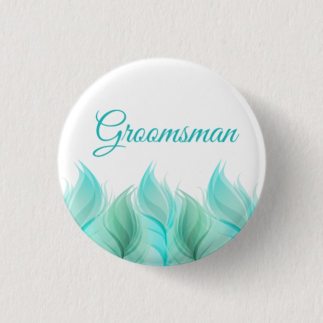 Watercolor Feathers Groomsman 3 Cm Round Badge (Front)