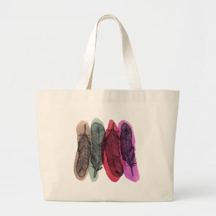Watercolor Feathers Large Tote Bag