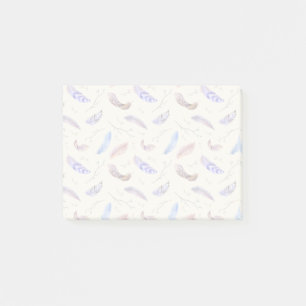 Watercolor Feathers Leaves and Branches Pattern Post-it Notes