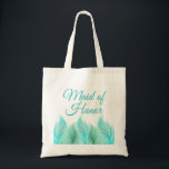 Watercolor Feathers Maid of Honour Wedding Tote Bag<br><div class="desc">This light and airy design features watercolor feathers in cool shades of blue, aqua and green. It coordinates with the "Watercolor Feathers Wedding Collection". Use for wedding favours or as a convenience item at destination weddings. Totes are available in this design for the entire bridal party and are come in...</div>