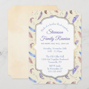 Watercolor Feathers Pattern Family Reunion Invitation