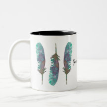 Watercolor Feathers Personalised Coffee Mug