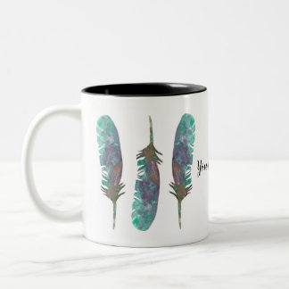 Watercolor Feathers Personalised Coffee Mug