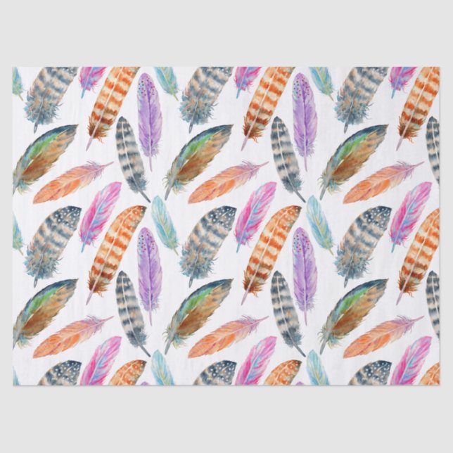 Watercolor Feathers Tissue Paper (Front)