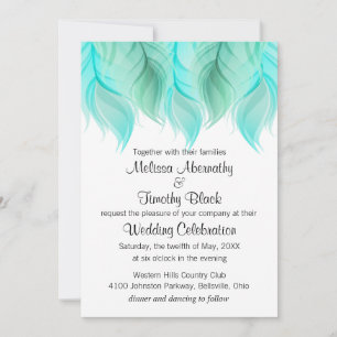 Watercolor Feathers Wedding Invitation