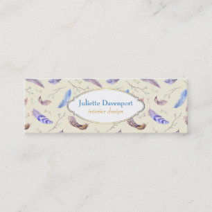 Watercolor Feathers with a Fancy Oval Frame Mini Business Card