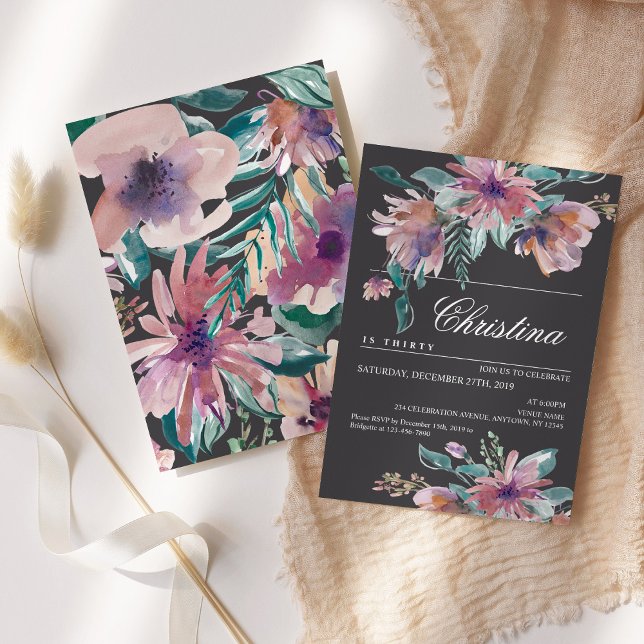 Watercolor Female Invite, Hand painted Floral Boho Invitation (Creator Uploaded)