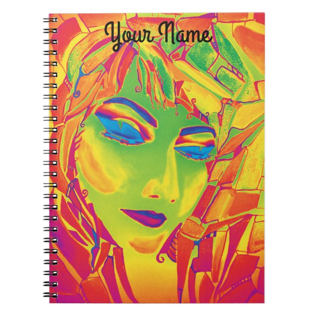 Watercolor Feminine Vibes in Electric Colours Notebook (Front)