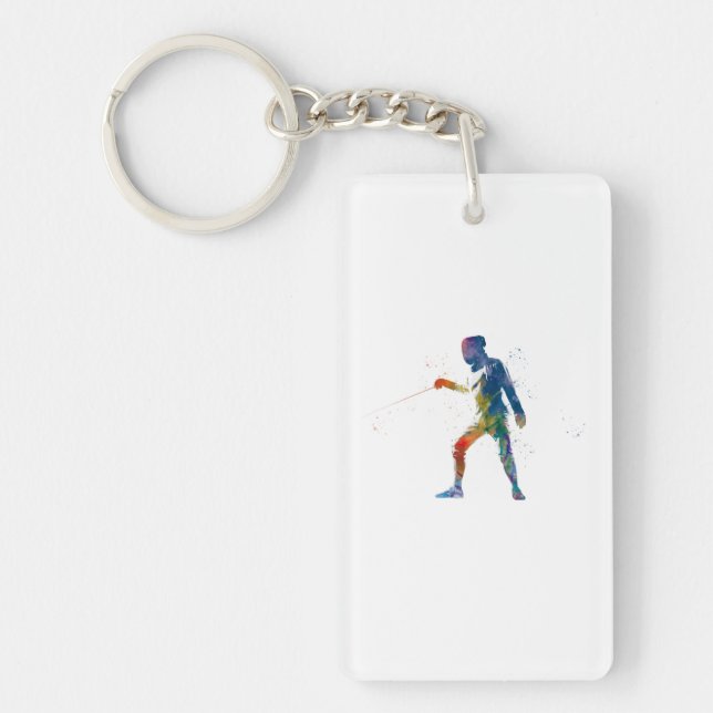 watercolor fencing key ring (Front)