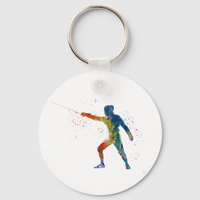 watercolor fencing key ring (Front)
