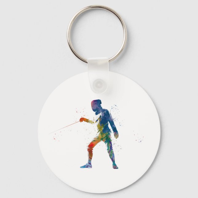 watercolor fencing key ring (Front)