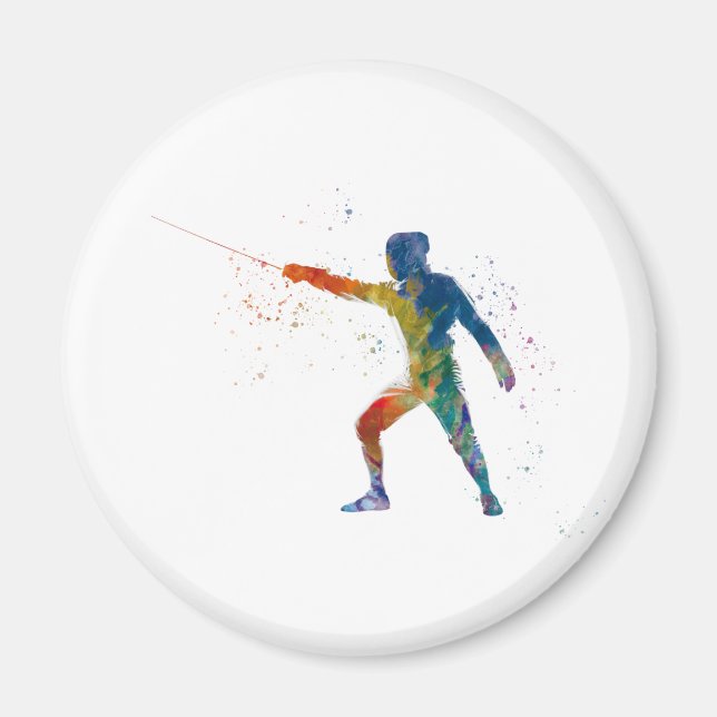 watercolor fencing magnet (Front)