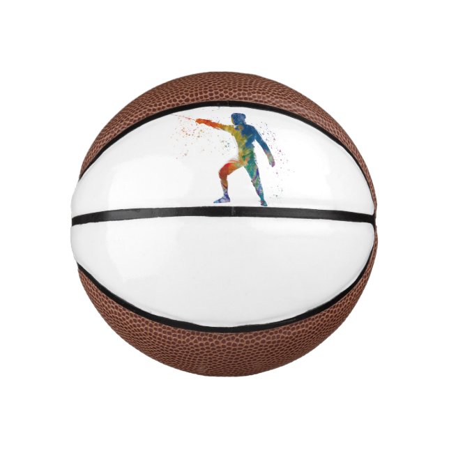 watercolor fencing mini basketball (Front)
