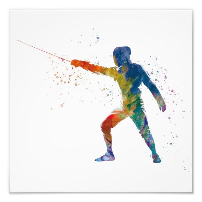 watercolor fencing photo print (Front)