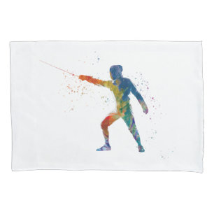 watercolor fencing pillowcase