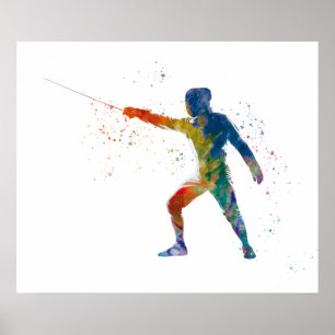 watercolor fencing poster