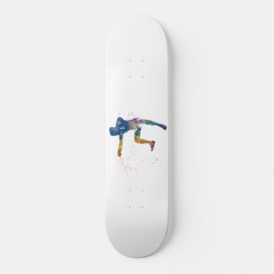 watercolor fencing skateboard