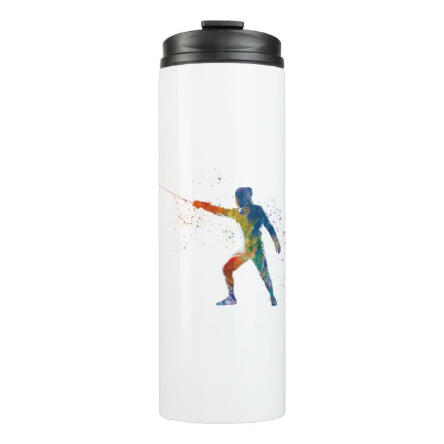 watercolor fencing thermal tumbler (Front)