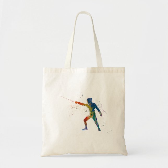 watercolor fencing tote bag (Front)