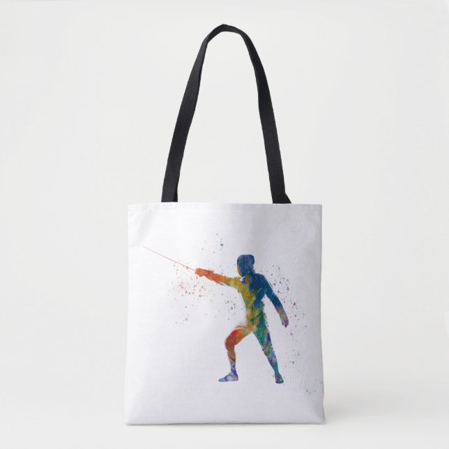 watercolor fencing tote bag (Front)