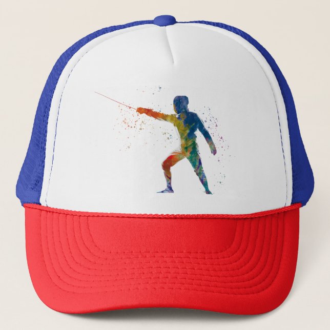 watercolor fencing trucker hat (Front)