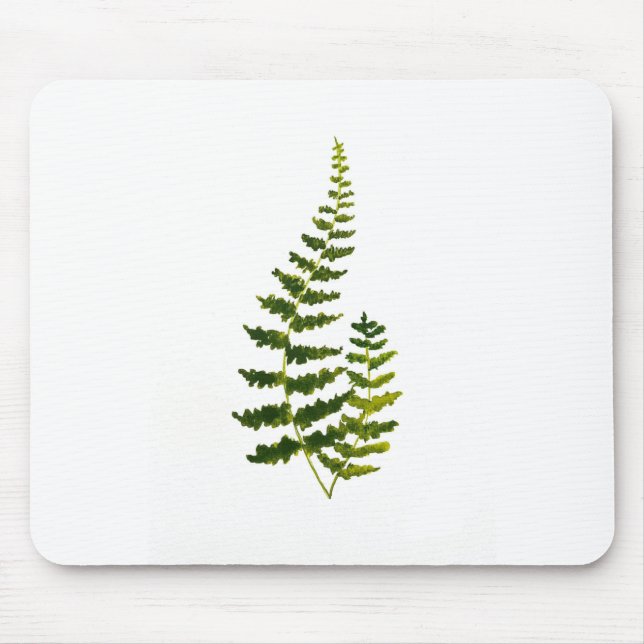 Watercolor Fern Botanical Greenery Rustic Elegant Mouse Mat (Front)