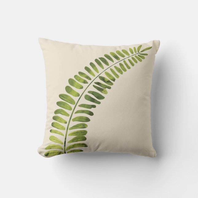 Watercolor Fern Frond Cushion (Front)