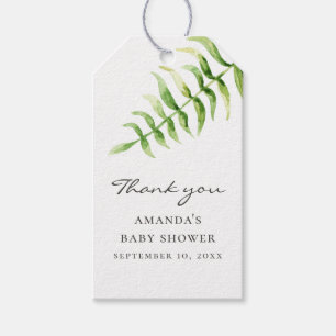 Watercolor fern. Greenery baby shower thank you Gift Tags