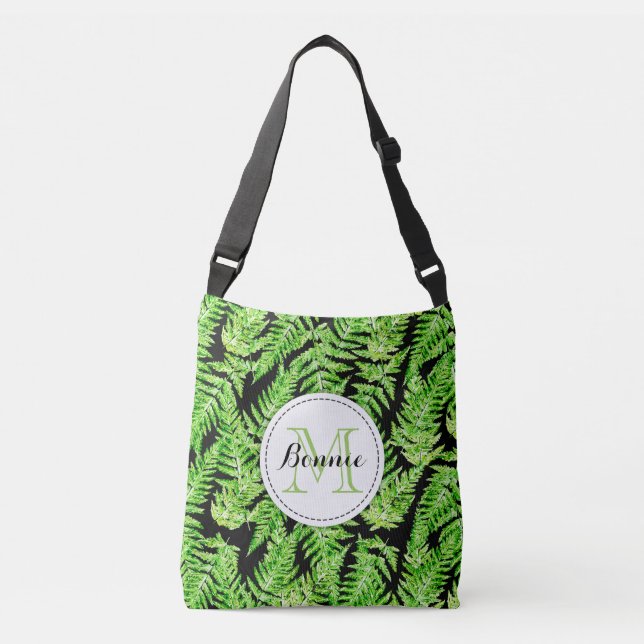 Watercolor fern leaf print pattern tote bag (Front)