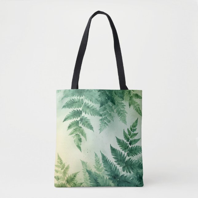 Watercolor Fern Leaf Tote Bag (Front)