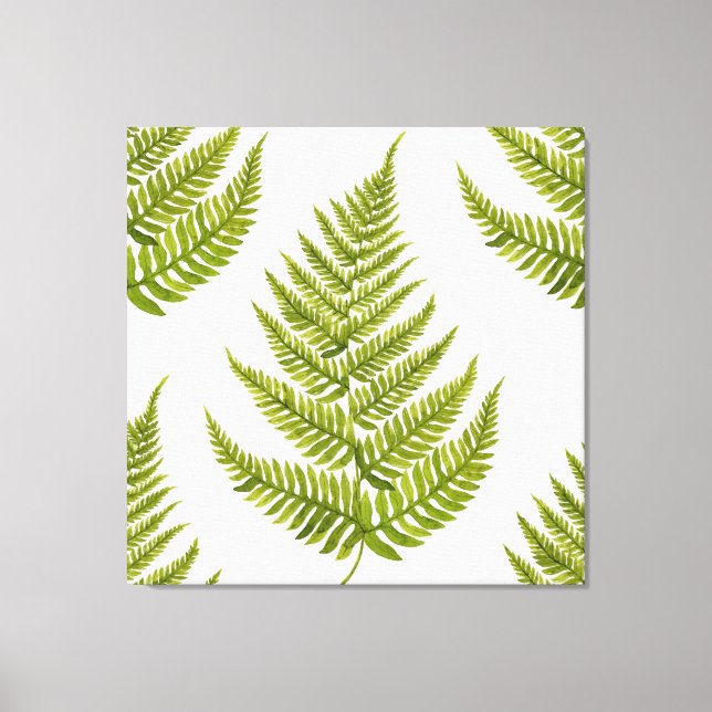 Watercolor Fern Pattern Canvas Print (Front)
