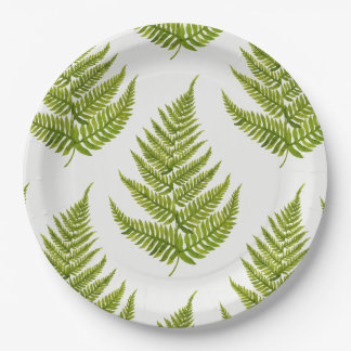 Watercolor fern pattern paper plate