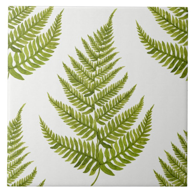 Watercolor Fern Pattern Tile (Front)