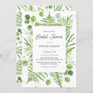 Watercolor Ferns and Eucalyptus Bridal Shower Invitation