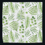 Watercolor Ferns and Eucalyptus Pattern Bandana<br><div class="desc">Add a greenery accent to your outfit or your dog's with this whimsical bandanna. It features watercolor illustrations of green ferms and eucalyptus pattern. This greenery blanket will be perfect as a gift. Matching items are available.</div>